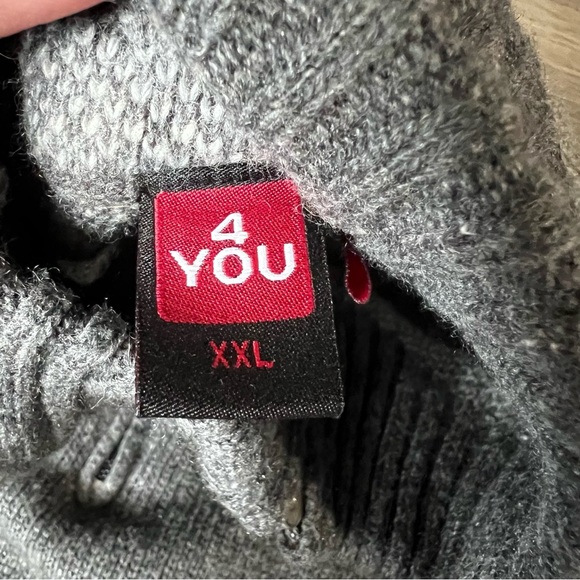 Men's Charcoal and Light Gray Zip-Up Sweater - Picture 3 of 5